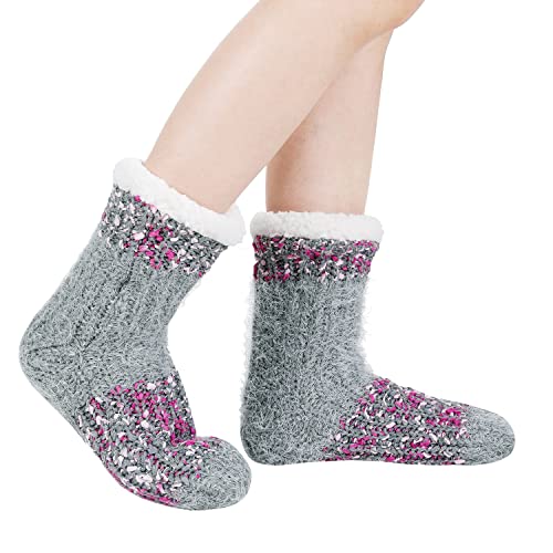 Image of Chassic Sherpa Lined Slipper Socks for Women, Non-Slip Cozy Winter House Socks, Soft Fuzzy Socks, Gifts for Women & Ladies Stocking Stuffers