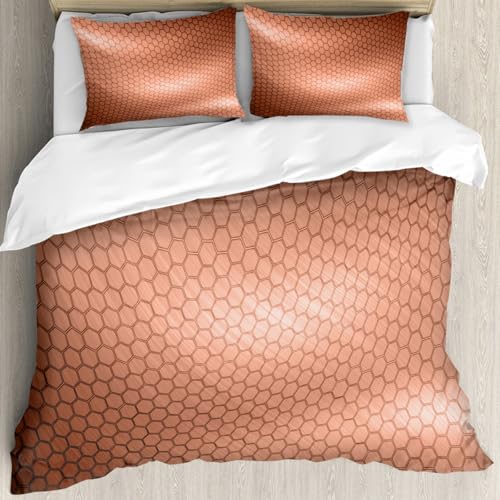 Ensemble de literie 100% microfibre 228x264cm avec 2 taies d'oreiller à motif hexagonal
