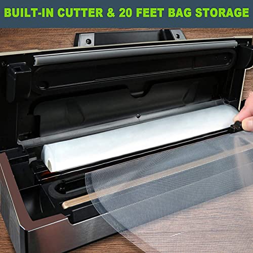 Potane Precision Vacuum Machine,Pro Food Sealer with Built-in Cutter and Bag Storage(Up to 20 Feet Length), Both Auto Manual Options,2 Modes,Includes 2 Bag Rolls 11”x16’ and 8”x16’,Compact Design by Potane - Image 2