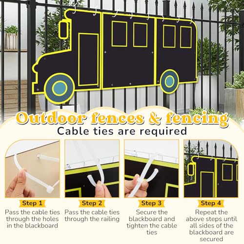 MotiMind 3 Pcs Giant Outdoor Chalkboard for Kids, 21.6 x 15.8 Inch Large School Bus Chalkboard Weatherproof Art Easel Wall Mounted for Toddler Classroom Back to School Gift Decor Indoor Outdoor — view 6