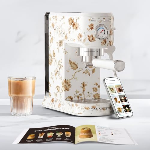Image of CASABREWS CM5418 20 Bar Espresso Machine, Compact Coffee Maker with Steam Milk Frother, Stainless Steel Coffee Machine with Removable 34oz Water Tank (1L) for