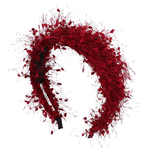 Hair Band with Soft Strings Furry Fashion Holiday Headband - Burgundy