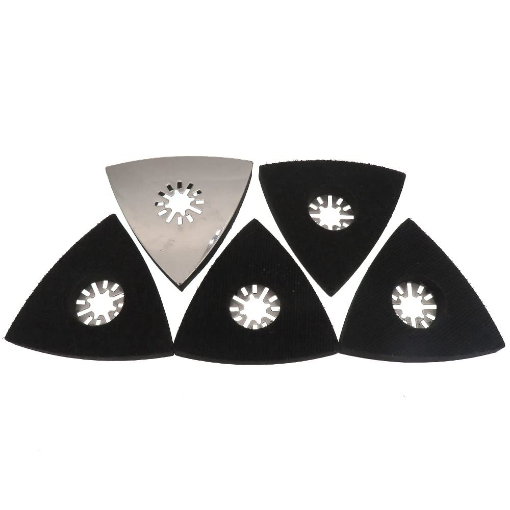 Multitool Sandpaper,for Wood Sanding Triangular Sanding Pads,for Oscillating Multi Tool Hook & Loop Sandpaper Sanding Disc- 5 Pack
