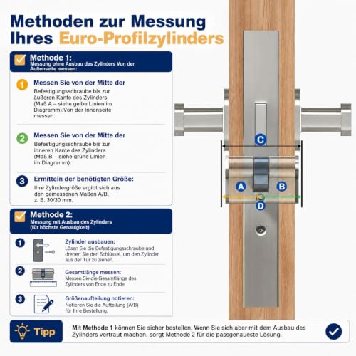 Hengsong Zylinderschloss 40/40 Schließzylinder 80mm aus Zinklegierung | 8 Schlüssel...
