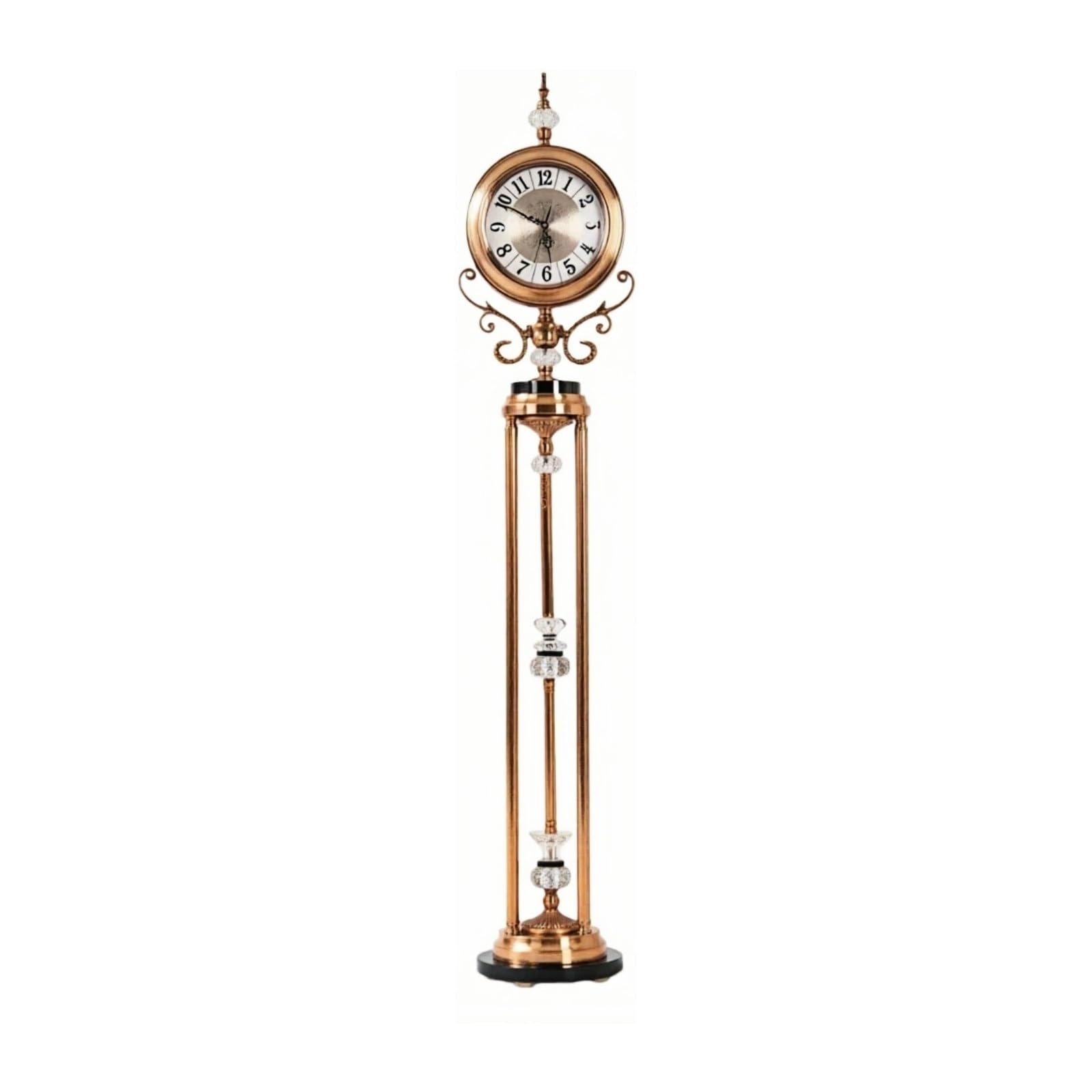 XUJUAN-0227 Grandfather Clock Metal Floor Clock Quartz Silent Movement European Style for Living Room