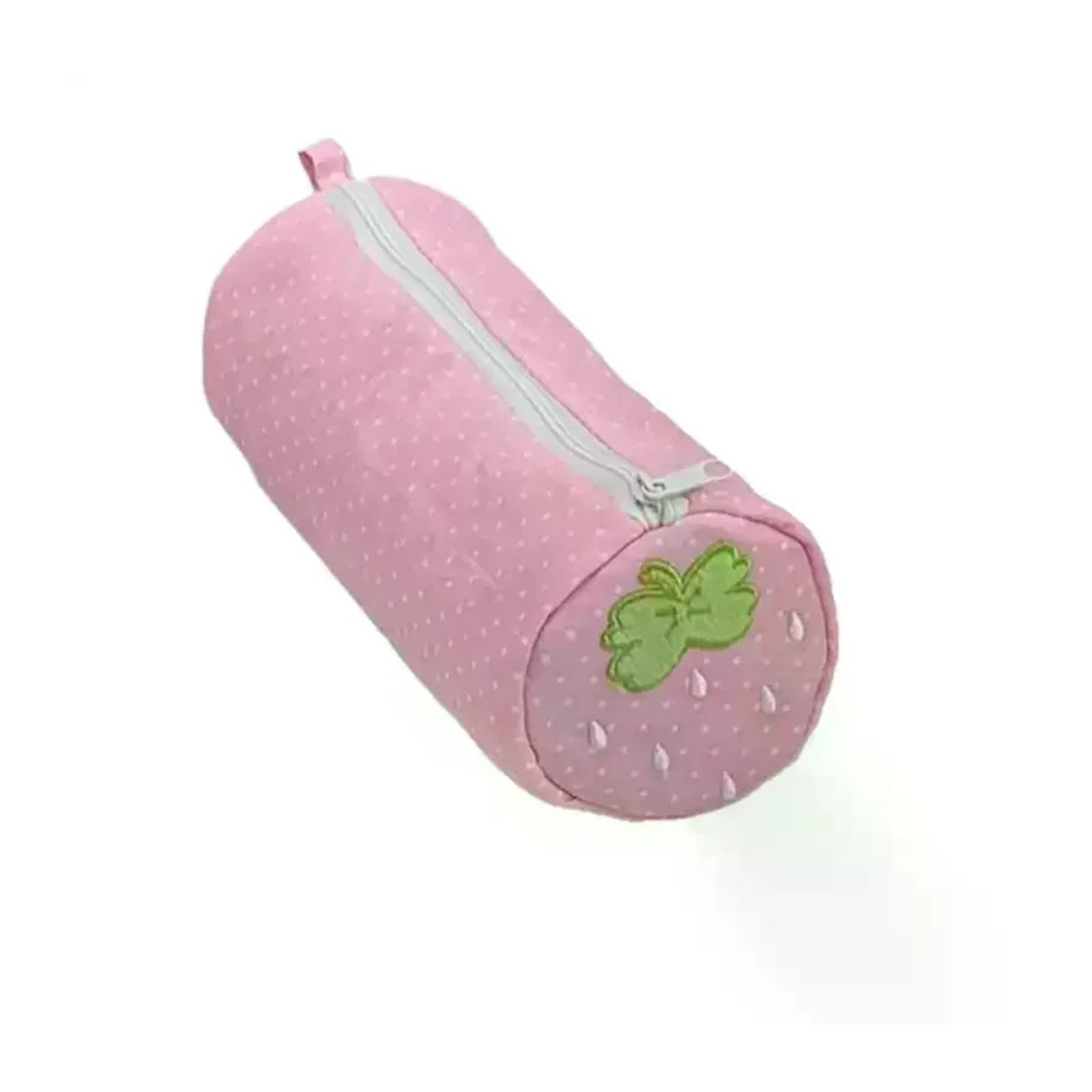 Astuccio con fragole for studenti | Rosa a pois, design color crema, grande capacità, portatile, regalo for il rientro a scuola(A1)
