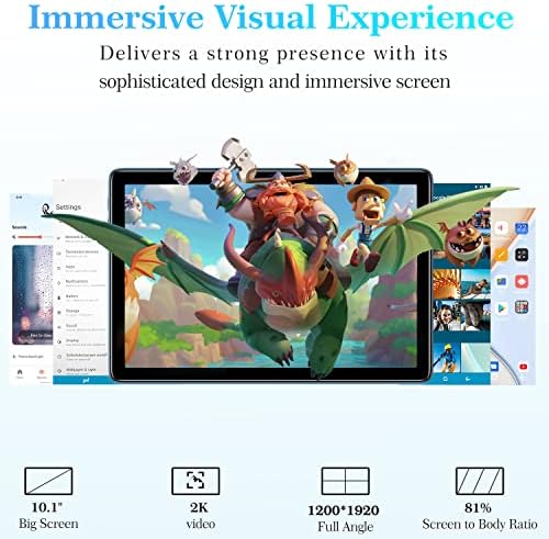 DOOGEE T10 Tablet 10 inch, 15GB + 128GB/1TB TF, 8300mAh Battery, Android 12 Tablets 4G Dual Sim Octa-Core Tablet, TÜV Eye Protection, Widevine L1, 13MP+ 8MP Camera, OTG, 5G+2.4G WiFi, GPS - Blue