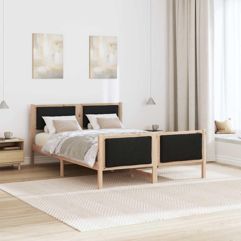 Telaio in legno massello di pino testiera imbottita nero moderna 140 x 190