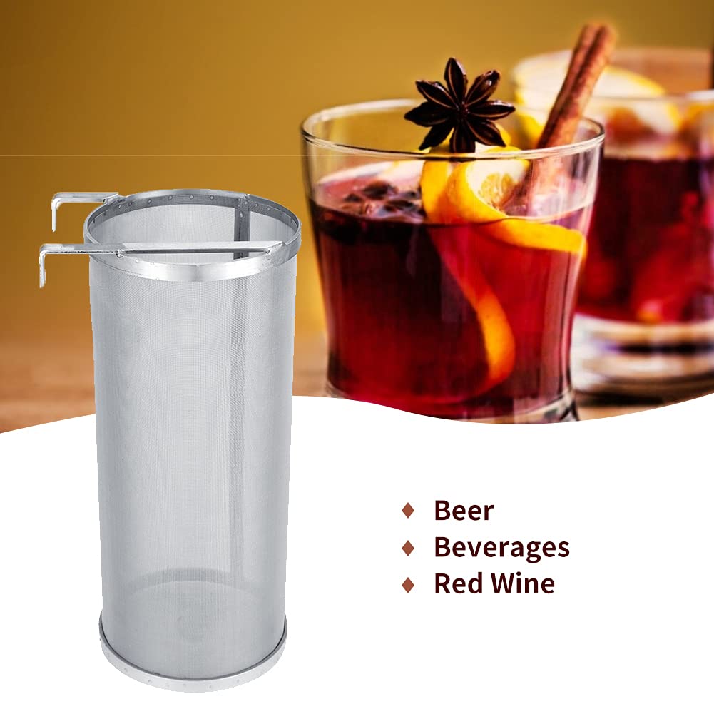 VBESTLIFE 300 mikronów ze stali nierdzewnej Domowy filtr do piwa chmielowego z filtrem siatkowym z haczykiem (15 * 35 cm)