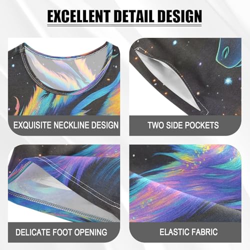 ALAZA Black Colorful Dragon Pajamas Set Short Sleeve Cotton Sleepwear Summer Pjs 2 Piece 5-14Y4