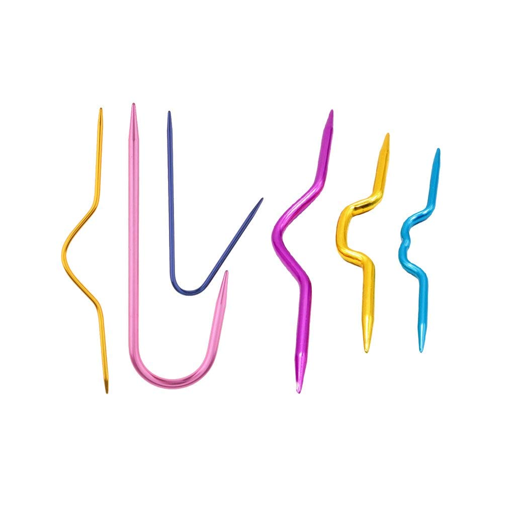 EPRHY Aluminum Yarn Stitch Holders Cable Knitting Needles for Knitting Notion for Blankets Scarves Quilts Other Knitting Project 6 Pieces (Random Color)