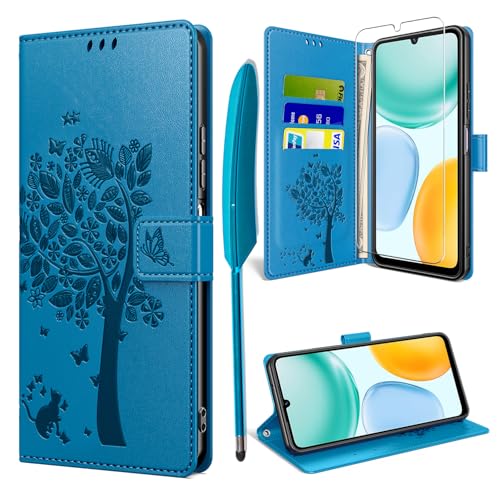 TTSWJBD Coque pour Honor X5c/X5c Plus avec Verre Trempé, Bleu