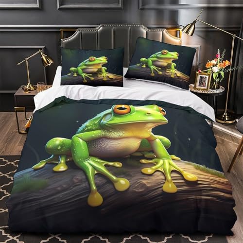 Housse de couette grenouille 3D en microfibre résistante avec fermeture éclair - 2