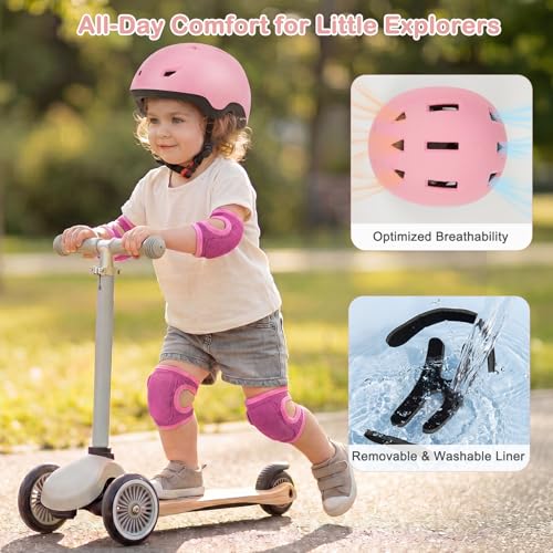 Image of Toddler Helmet and Knee Pads Set for 1-3 Years Old, Kids Bike Helmets with Toddler Knee Pads and Elbow Pads Set, Adjustable Baby Helmet for Balance Bike, Scooter, Tricycle, Bicycle