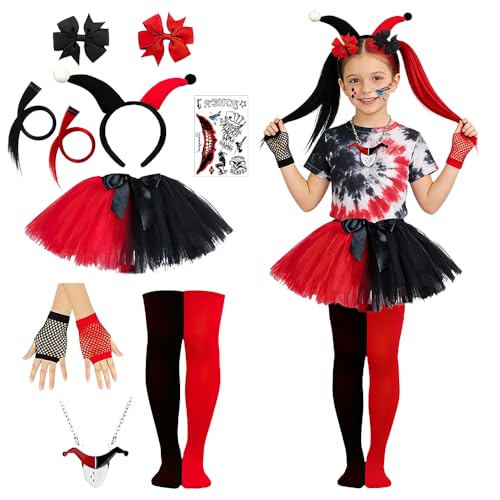 Yi'antai Déguisement Quin Enfant, Déguisement Costume Enfant Fille, Deguisement Clown Enfant Robe pour Filles, Costumes Enfants pour Cosplay, Clown pour...