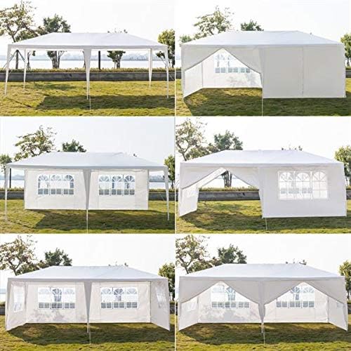 White 10x20 ft Outdoor Waterproof Canopy Tent for Party Wedding Heavy Duty Patio Garden Gazebo Pavilion with Windows and Removable Sidewalls 6-Side Wall