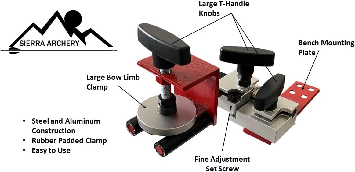 Next Level Bow Vise for DIY Archery Mechanics | Includes 2 Piece Bow Level Kit | for Bow Tuning, Set Up, and Repairs | 3 Axis Adjustments | Mounts to Workbench