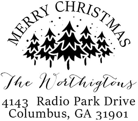 Christmas Address Label Stamp Custom Merry Christmas Stamp Self Inking  Return Address Mail Stamper Professional Business Circle Large Personalized  ...