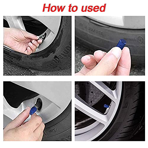 Aluminum Alloy Tire Valve Stem Caps, 4 Pack Universal Car Wheel Tire Valve Caps, Universal Stem Covers For Cars Trucks Motorcycles Suvs And Bikes (Blue/4Pcs) #TOP4
