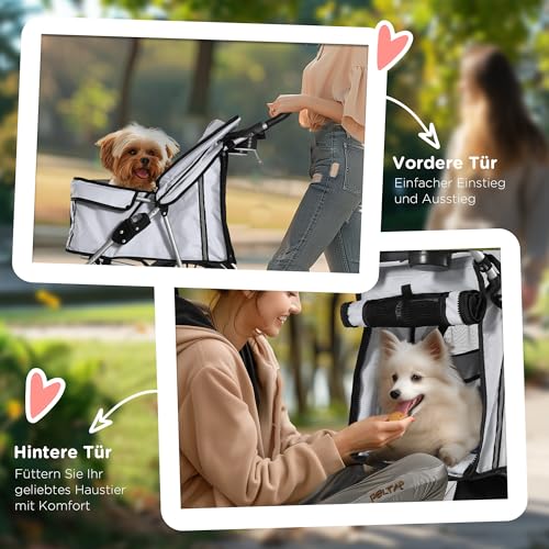 PawHut Hundewagen Hundebuggy Pet Hunde Buggy Stroller Jogger Anhänger Grau