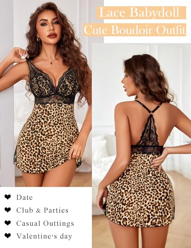 Avidlove Women's Lingerie Sexy Lace Nightgown V Neck Sleepwear Soft Babydoll Chemise4