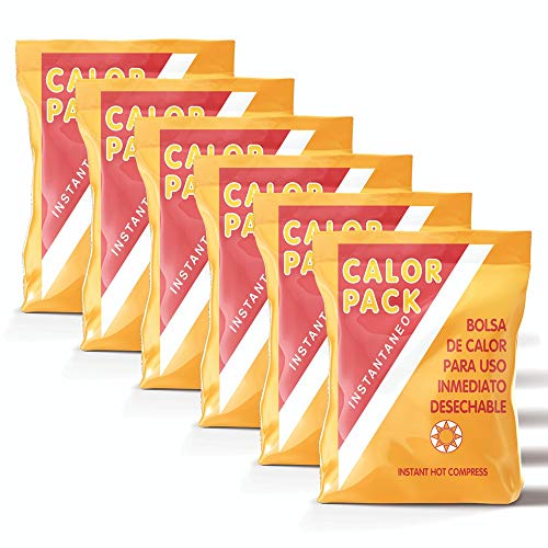PRACTICOSA Bolsa de Calor Instantáneo. Bolsa Higiénica de Un Solo Uso. Sensación Rápida e Inmediata para uso externo. Compresas de Calor Multiusos. 14x19 cm. 6 Unidades