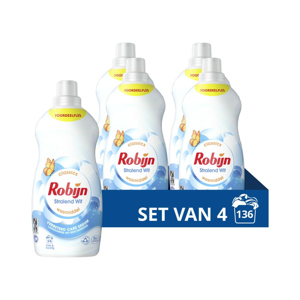 4x Ruby Pequeño y Potente Detergente Radiante Blanco 34 Lavados 1,19 litros