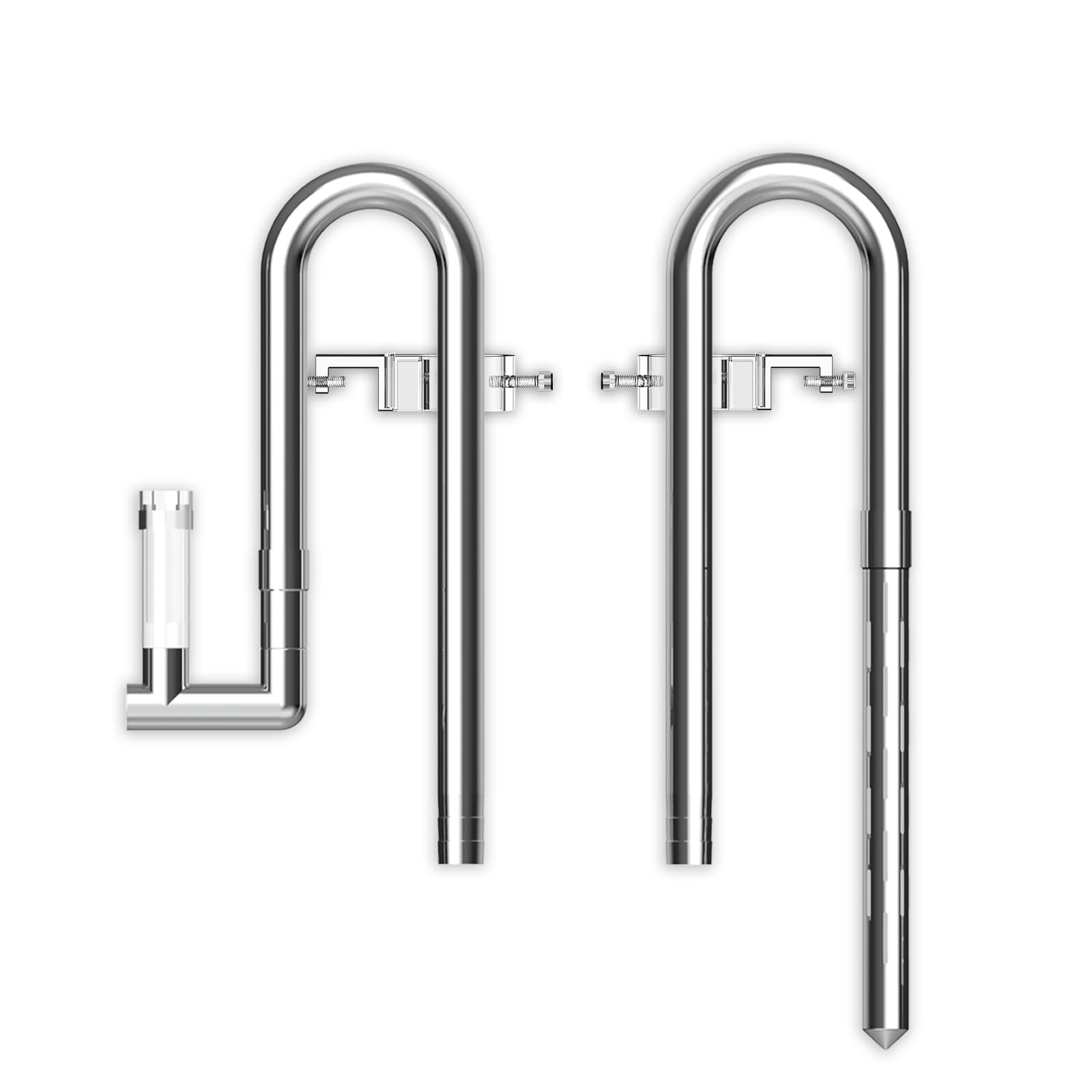 FZONE Lily Pipes De Acero Inoxidable para Acuario, Salida Mejorada con Skimmer De Superficie Y Tubo De Extensión Desmontable 11 cm para Manguera 1/2" (12 mm) Entrada Y Salida