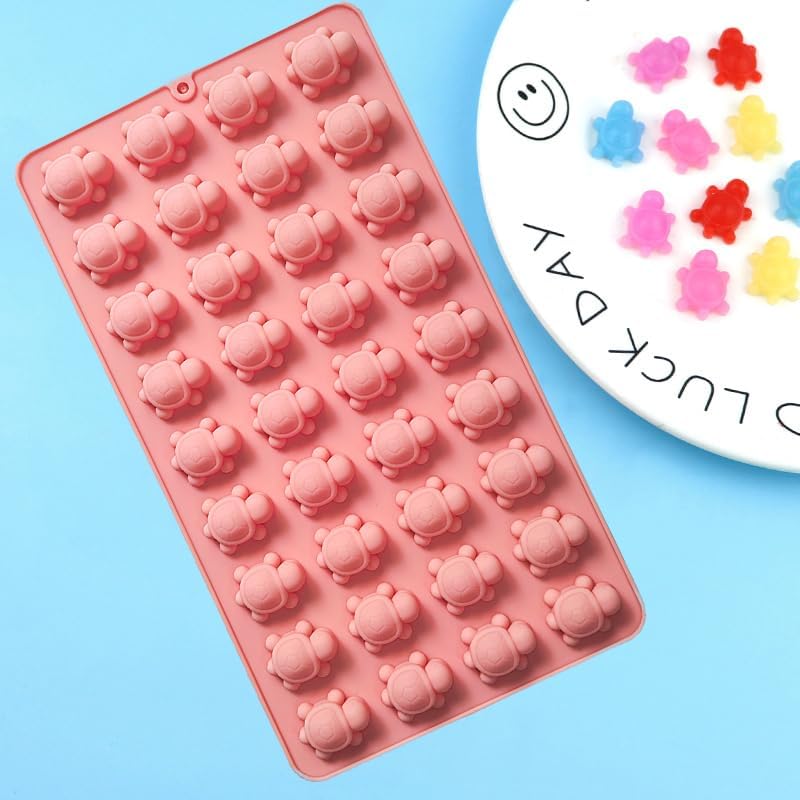 Miniatura 3 de Moldes para caramelos de gomitas, paquete de 2 moldes de 36 cavidades para caramelos de chocolate, tortuga, cubitos de hielo, cera de gelatina de