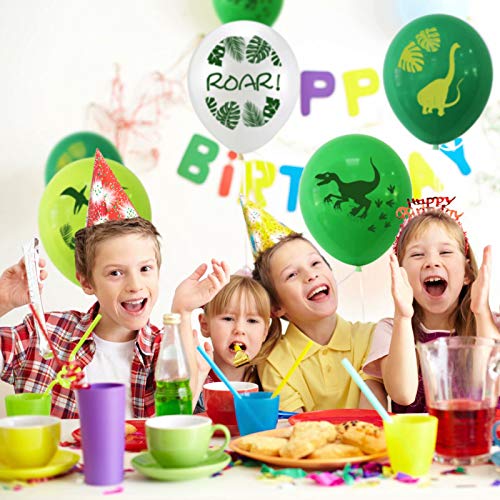 Dinosaurussen Latex Ballonnen, 12 Inch Witgroene Latex Ballonnen met Lint voor Baby Shower Dino Jungle Jurassic… - Image 6