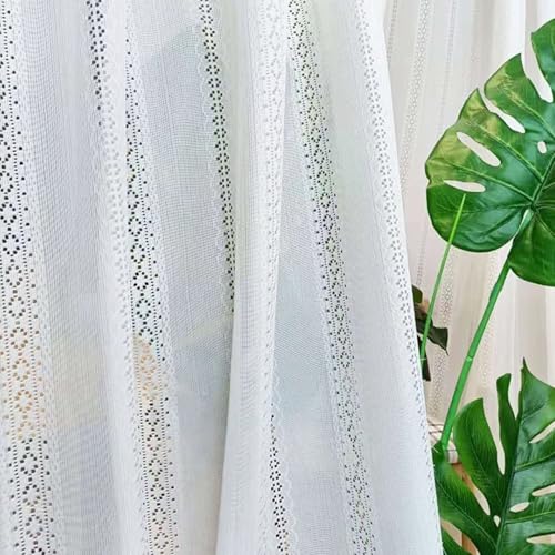 Cortinas de encaje blanco 108 pulgadas juego de 2 paneles transpirables con ojales para dormitorio 6