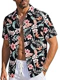 Runcati Camisa hawaiana de manga corta para hombre, L