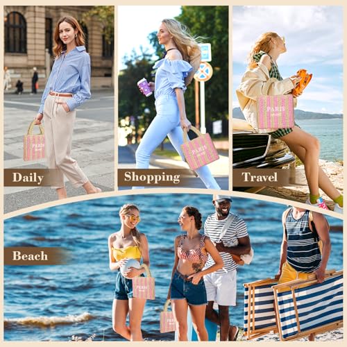 Bolsa de playa de paja para mujer verano tejido miniatura 2