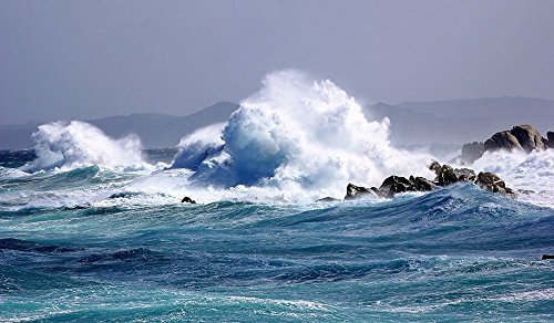 Tableau sur toile vagues énergétiques Saiu Giovanni paysage mer haut de gamme encadré