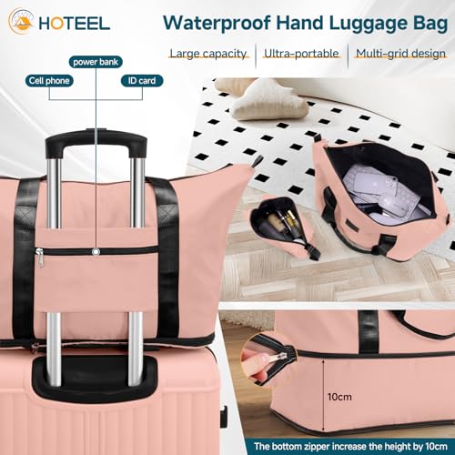 Image of Hoteel 20Inch Luggage 3-piece Set, 360 Universal Suitcases with Wheels Hard Shell Suitcase with TSA Lock, Including Waterproof Luggage Bag, Travel Maletas for Men and Women,Pink