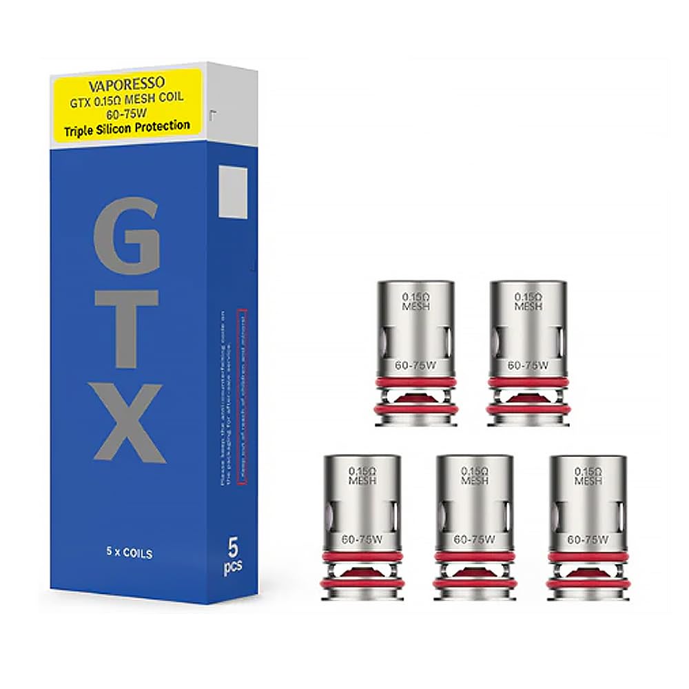 Vaporesso GTX Coils - GTX 0.15ohm/0.2/0.3/0.4/0.6/0.8/1.2 ohm [5 Pack] Authentic Replacement Coils for Vaporesso GTX Mesh Coil Technology for Enhanced Vaping - No Nicotine (0.15ohm MESH)