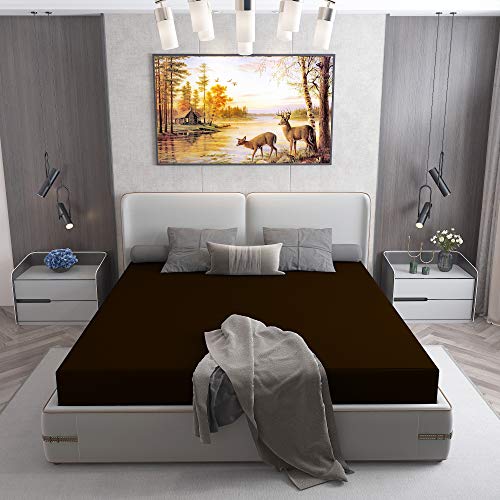 Image of Lithara Cotts Wonder Mattress Protector for Double Bed | Water Resistant & Stretchable Fabric | Queen Size : 72 x 60 Inches (6x5 Feet) | (Coffee)
