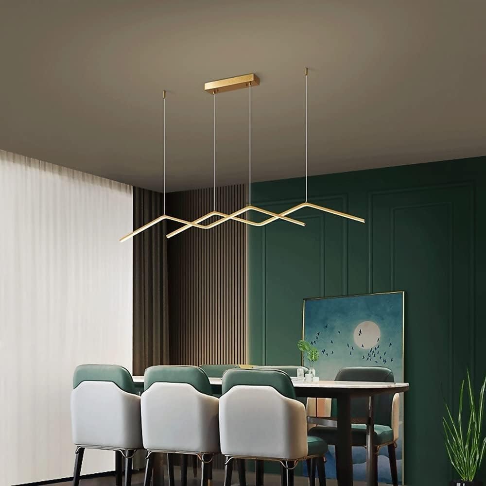 Nowoczesna, prosta lampa wisząca LED, liniowa, mosiężna, miedziana, długa lampa do zawieszenia, dekoracja domu, minimalistyczna lampa