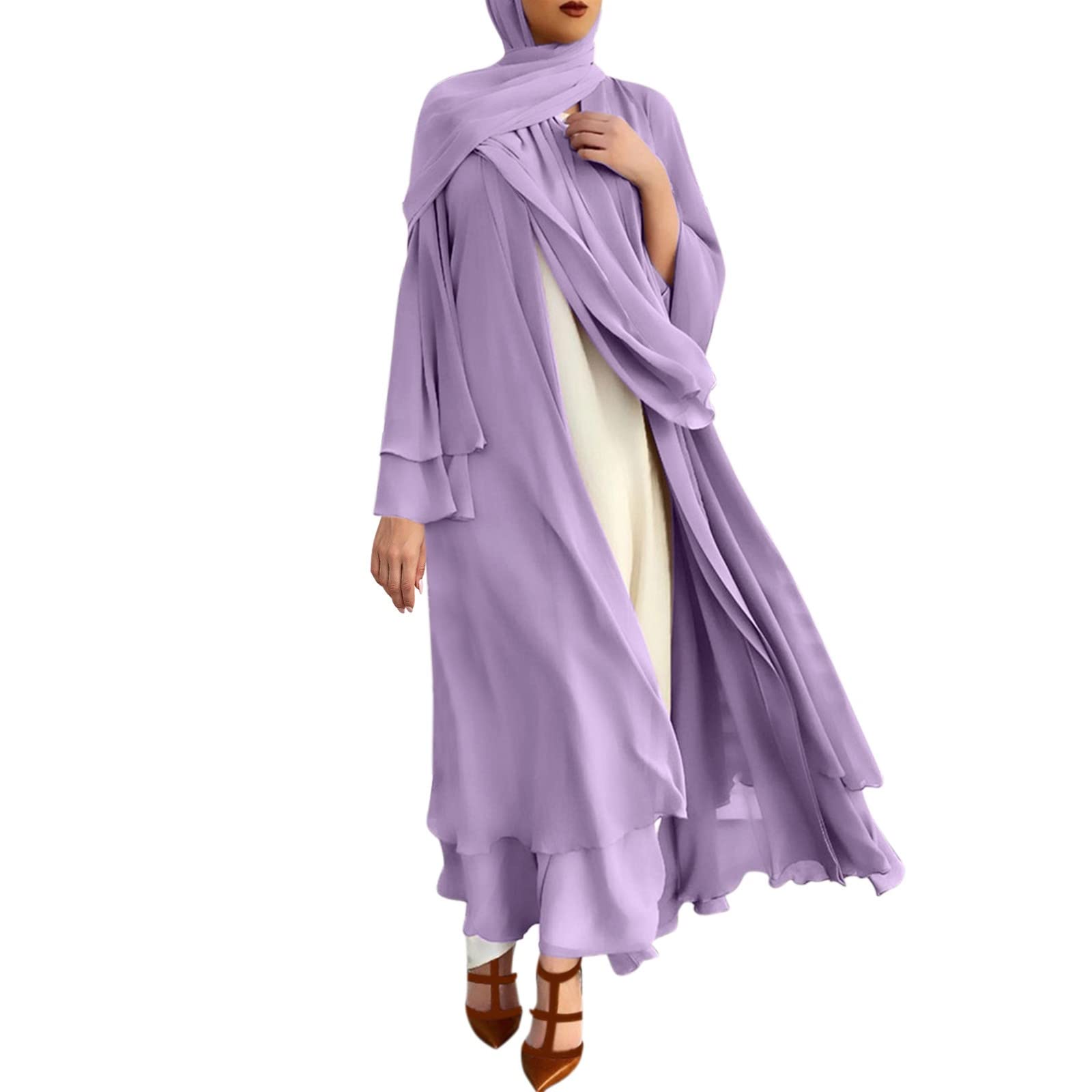 Robe islam caftan en soie de mousseline aux finitions raffinées - 8