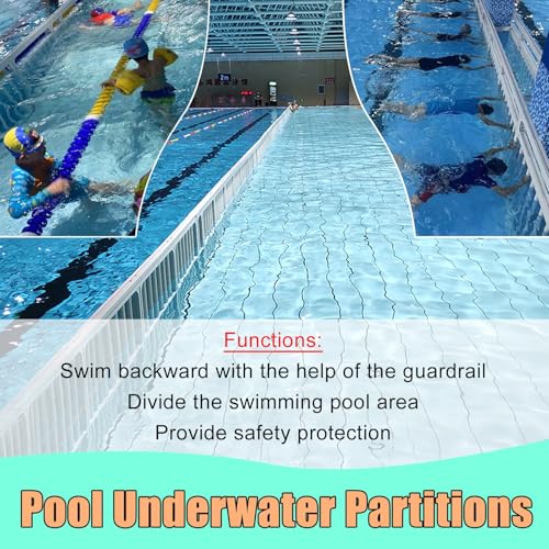 Waterparks/ Stadiums/ Resorts Swimming Pool Safety Barrier, Sturdy Underwater Guardrail Plate Panel for Partitions/Sections, 3 6 9 13 16 20 23 32 FT Long Splicable Pool Fence Railing(L 1m/3.3ft)