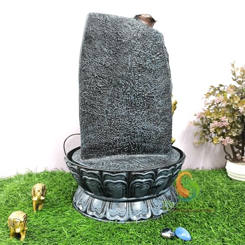 Image of Decorative Table Top Water Fountain for Home Decor /Office /Indoor & Outdoor /Garden /Puja Room /Vaastu with Multicolor LED Light and Adjustable Water Pump (Durga MAA)
