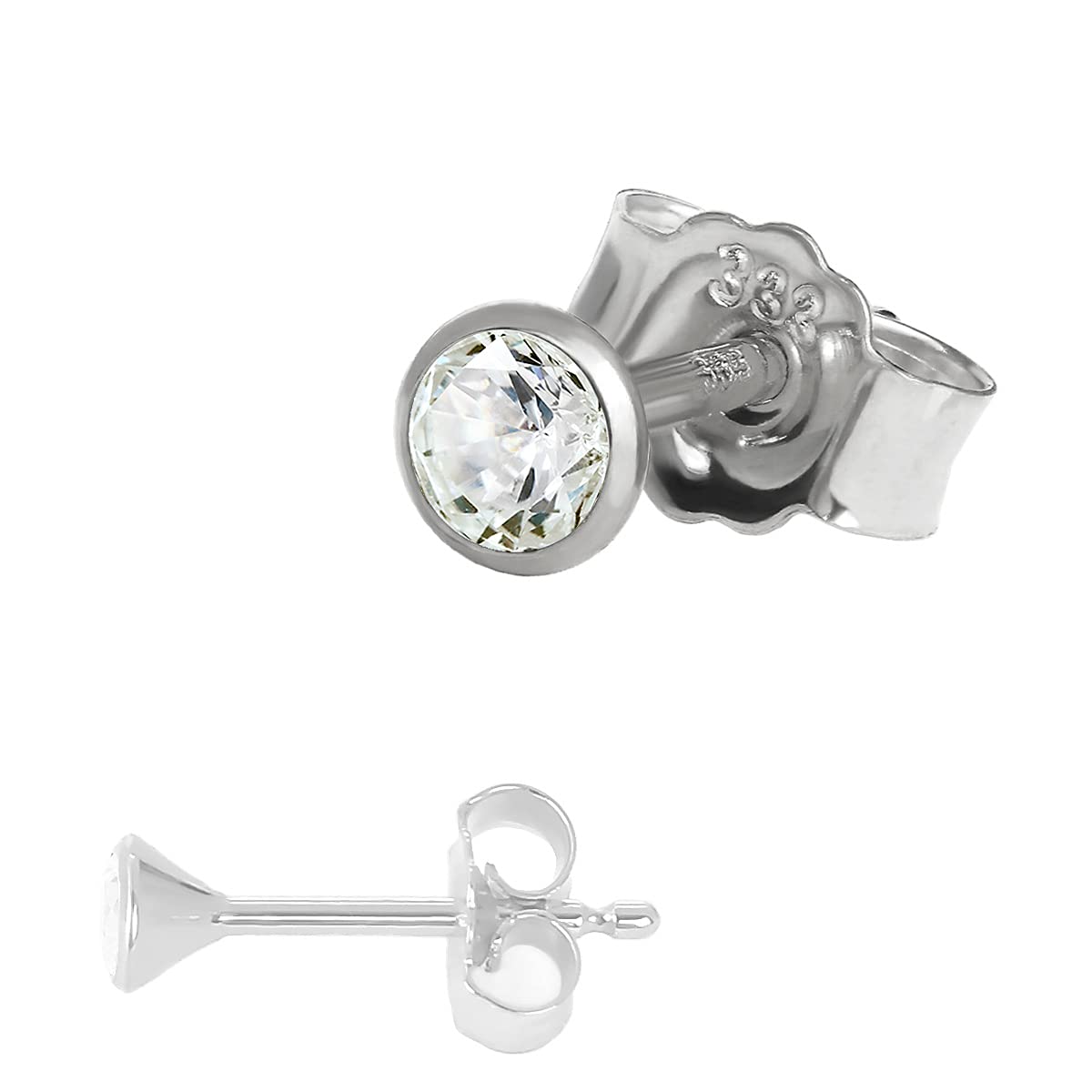 NKlaus 333 Weißgold-Stecker, 8 Karat, Zirkonia, Männer/Herren/Damen/Kinder