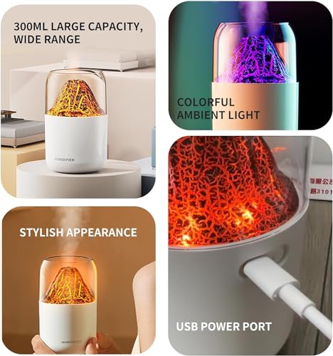 Image of Shubh Empire Mini Ultrasonic humidifier for Room Moisture, Essential Oil Diffuser, Cool Mist for Bedroom, Baby, Aroma Diffuser for Home Electric with Night Lamp (Volcano)