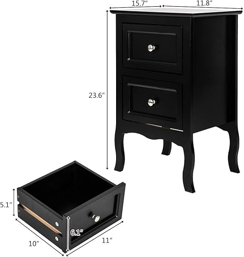 Miniatura 2 de Huedimboene Mesita de noche de granja, mesa auxiliar rústica vintage con cajón de almacenamiento para dormitorio, sala de estar, mesita de noche de