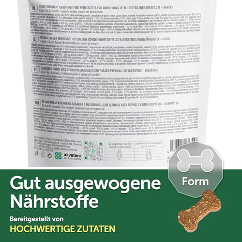 Nature's Protection Superior Care White Dogs Getreidefrei Gesundes Wachstum & Entwicklung Leckerlis mit Insekten für Junior Hunde Aller Rassen, Tränenflecken Reduktion, 150g