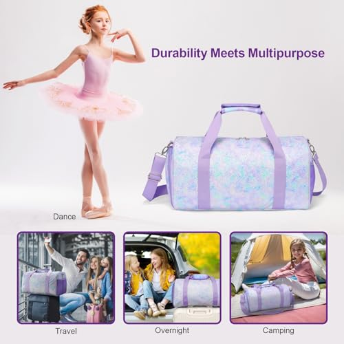 Image of Bagseri Duffel Bags for Kids - Girls Dance Travel Bag with Shoe Compartment