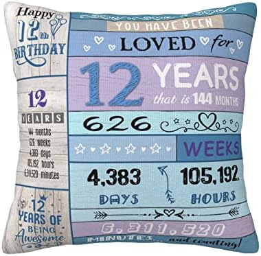 12 Year Old Girl Gifts 12th Birthday Decorations for Girls Gifts for 12 Year Old Girl Birthday Gifts for 12 Year Old Girls Gift Ideas 12 Year Old Girl Gifts for Birthday Throw Pillow Covers 18x18 Inch