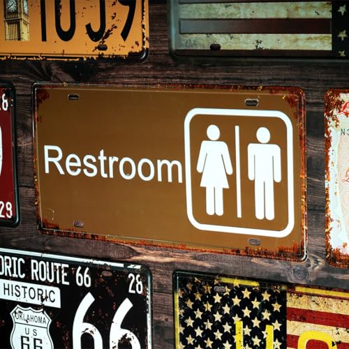 Image of inchREstroom Signage inch Vintage Retro Metal Signs - License Wall Plate, Car Tag - Ideal for Cafe, Restaurant, Shop, Home, Hotel, Club, Office, Living Area - Design Plaque