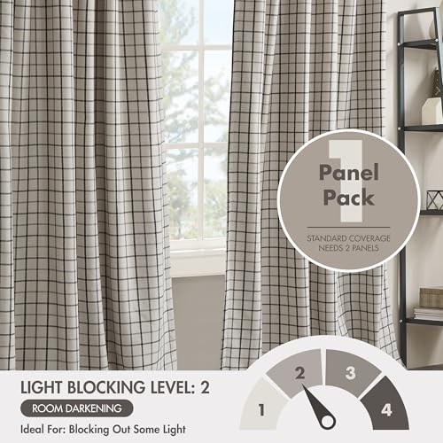 Image of Madison Park Anaheim Cabin Plaid Curtain Window, Thermal Insulated Fleece Lining, Living Room Decor Room Darkening Drape for Bedroom, 1-Single Panel Pack, 50x95, Rod Pocket & Back Tab, Black