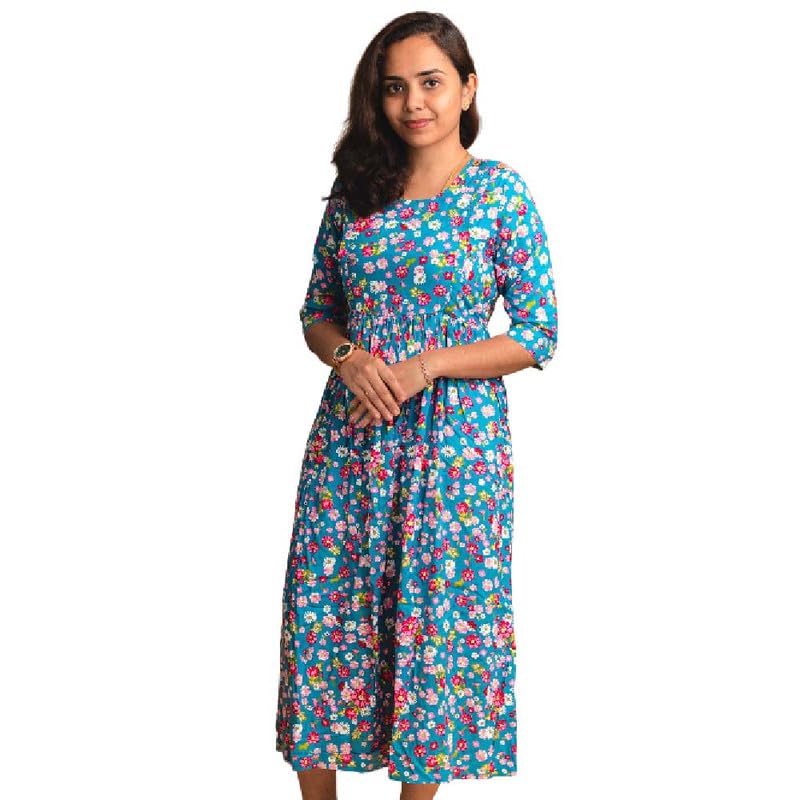 Women’s Viscose Feeding Maxi Gown | Maternity & Nursing Wear Dress with Easy Zipper Access | Comfortable Nighty Outfit-image-9